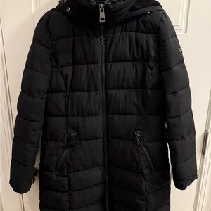 Andrew Marc Black Quilted Puffer Coat with Hood